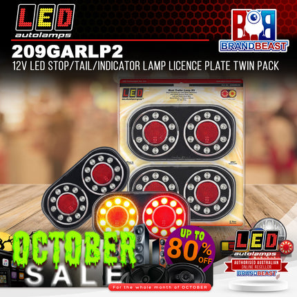 LED Autolamps 209GARLP2 12V LED Stop/Tail/Indicator Lamp Licence Plate Twin Pack