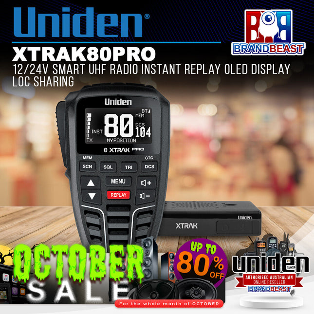 Uniden XTRAK80PRO 12/24V Smart UHF Radio Instant Replay OLED Display LOC Sharing
