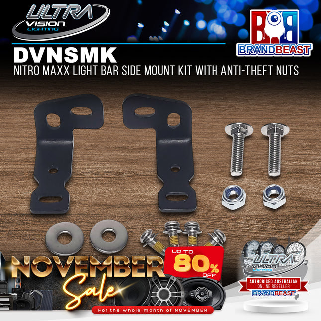 Ultra Vision Lighting DVNSMK Nitro MAXX Light Bar Side Mount Kit with Anti-Theft Nuts