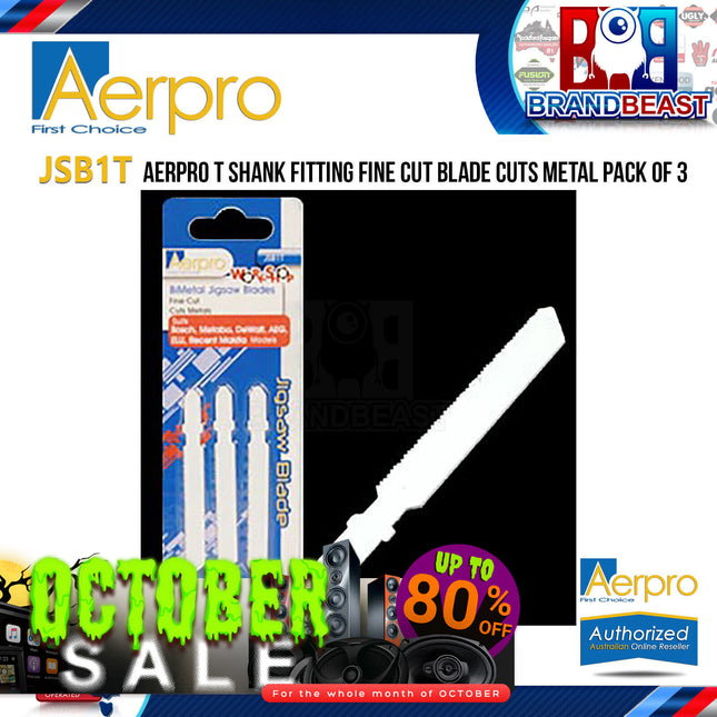 Aerpro JSB1T T Shank Fitting Fine Cut Blade Cuts Metal Pack of 3
