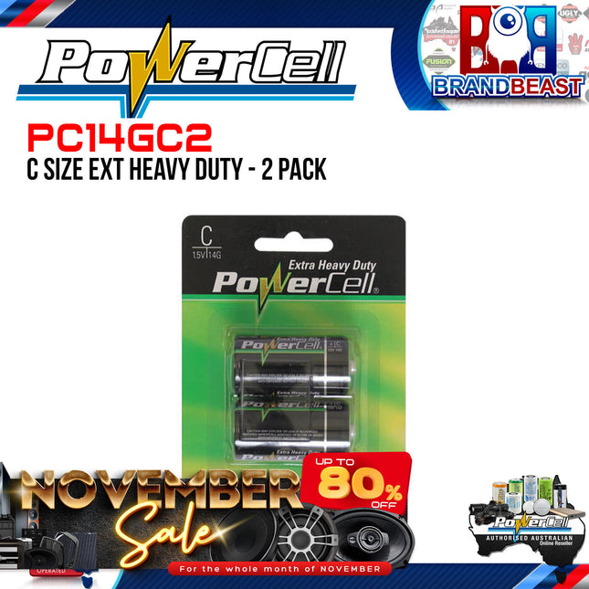 Powercell PC14GC2 C Size Extra Heavy Duty 2 Pack