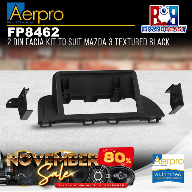 Aerpro FP8462 2DIN Textured Black Facia Kit Suit Mazda 3 BM (Axela) 2013 - 2016