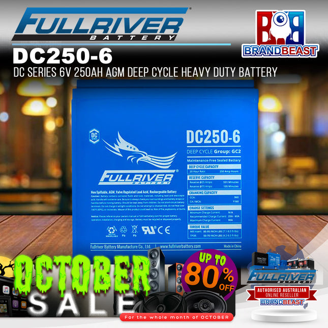 Fullriver DC250-6 DC Series 6V 250Ah AGM Deep Cycle Heavy Duty Battery