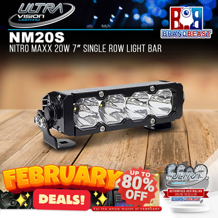 Ultra Vision Lighting NM20SSLB4 Nitro Maxx 20W 7‚Ä≥ Single Row Light Bar (SPOT & 4500K)