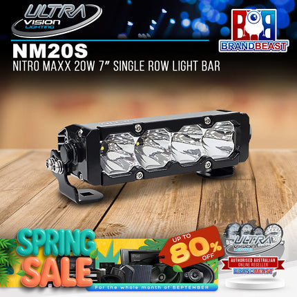Ultra Vision Lighting NM20SWLB4 Nitro Maxx 20W 7" Single Row Light Bar (WIDR & 4500K)