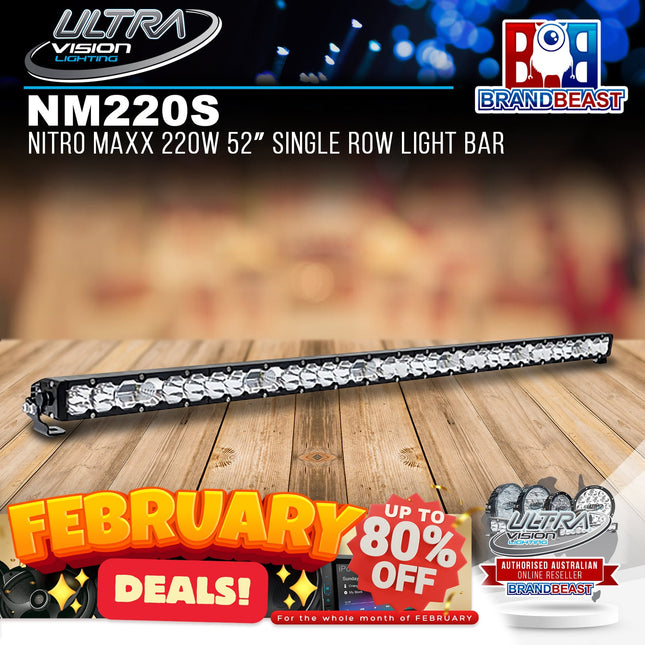 Ultra Vision Lighting NM220SCLB4 Nitro Maxx 220W 52‚Ä≥ Single Row Light Bar (4500K)