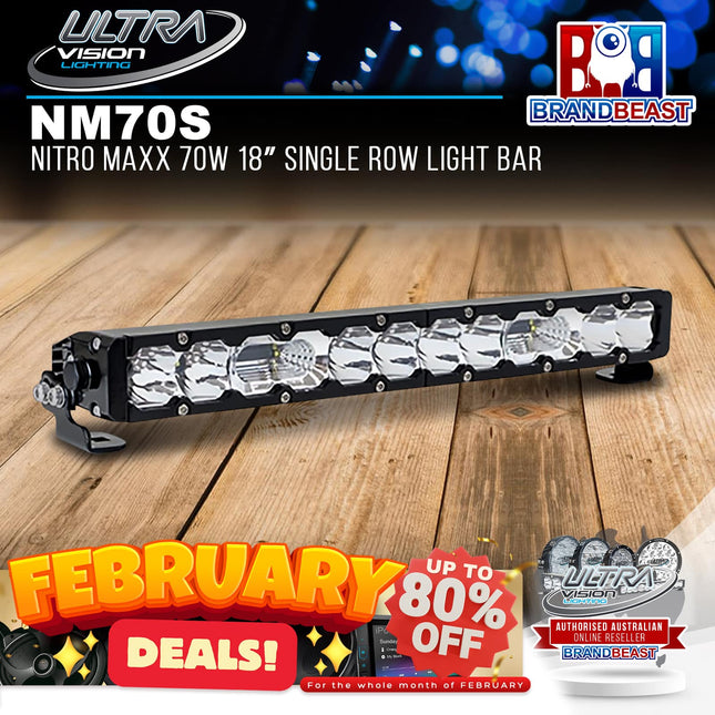 Ultra Vision Lighting NM70SCLB4 Nitro Maxx 70W 18‚Ä≥ Single Row Light Bar (4500K)