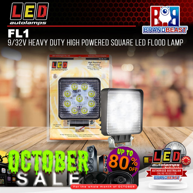 LED Autolamps FL1 9/32V Heavy Duty High Powered Square LED Flood Lamp