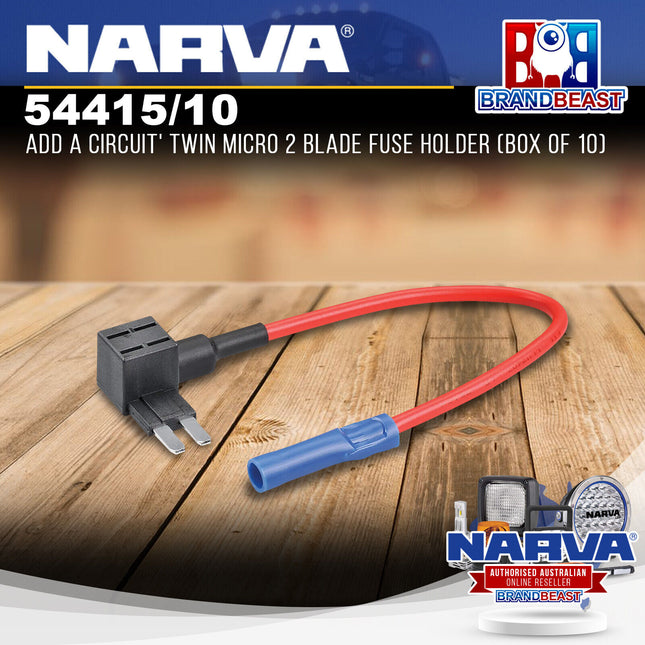 Narva 54415/10 &#039;Add-A-Circuit&#039; Twin Micro 2 Blade Fuse Holder - 10 Pack