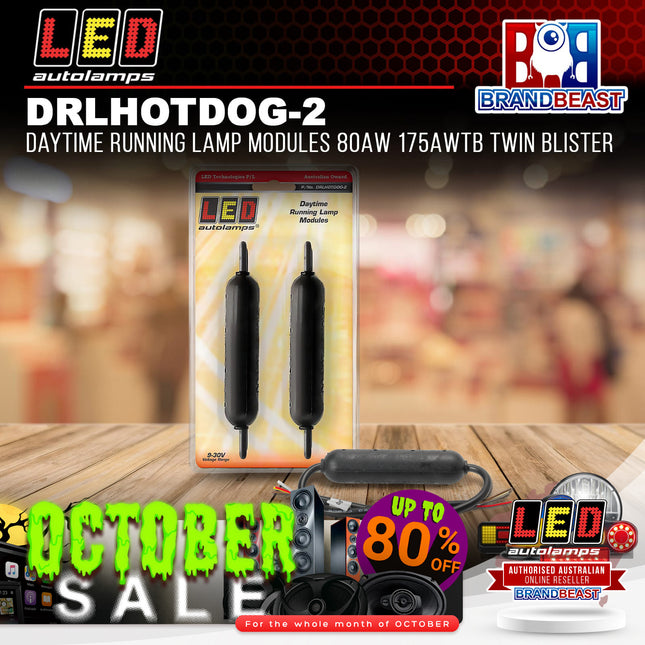 LED Autolamps DRLHOTDOG-2 Daytime Running Lamp Modules 80AW 175AWTB Twin Blister