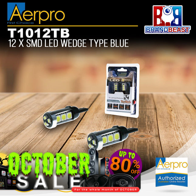 Aerpro T1012TB 12X Super SMD LED T10 Wedge Type Globe Blue