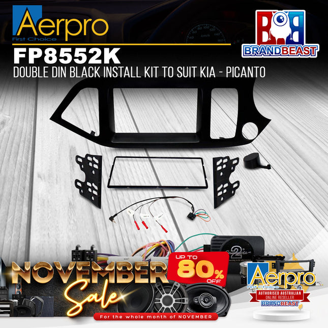 Aerpro FP8552K Double DIN Black Install Kit to Suit Kia - Picanto
