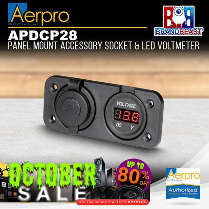 Aerpro APDCP28 Panel Mount Accessory Socket & LED Voltmeter