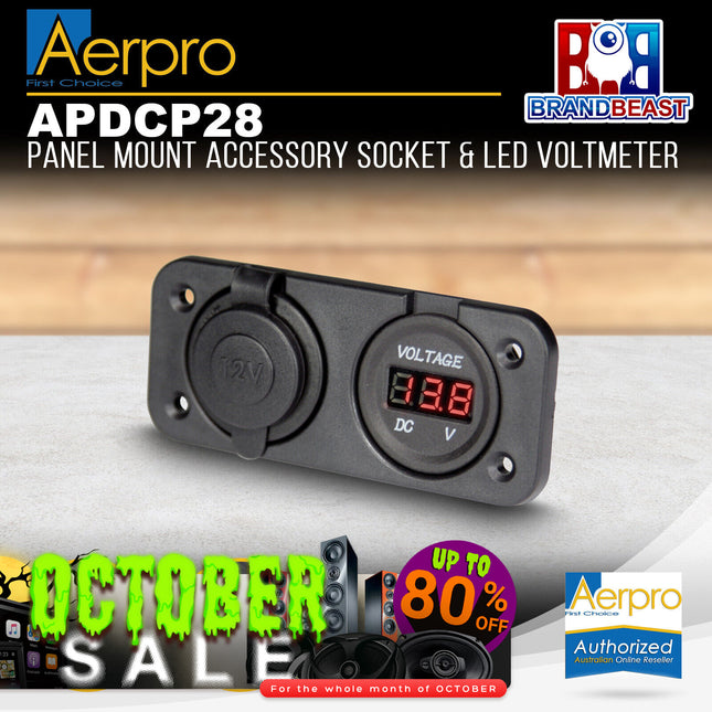 Aerpro APDCP28 Panel Mount Accessory Socket & LED Voltmeter