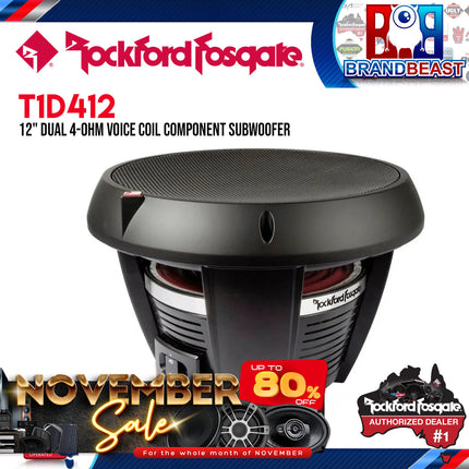 Rockford Fosgate T1D412 Power 12" T1 4-Ohm DVC Subwoofer