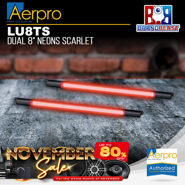 Aerpro LU8TS Dual 8" Neons Scarlet