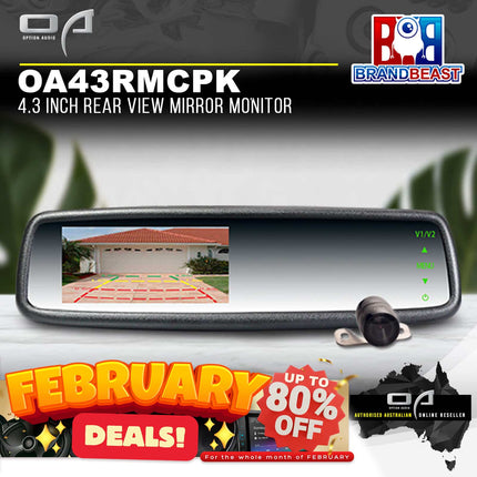 Option Audio OA43RMCPK 4.3&quot; Fixed Bracket Reverse Mirror Solution w/ CCD Camera