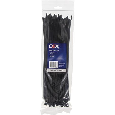 OEX ACX1443 Black Nylon Cable Ties - 4.8mm x 300mm - Pack of 100, Cable Ties, OE