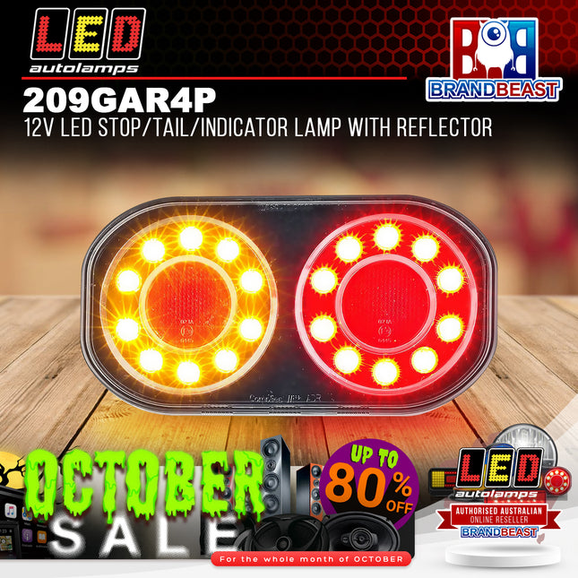 LED Autolamps 209GAR4P 12V LED Stop/Tail/Indicator Lamp With Reflector