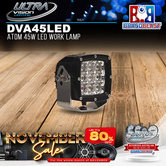 Ultra Vision Lighting DVA45LEDEU ATOM 45W LED Work Lamp - 5700K Euro Beam