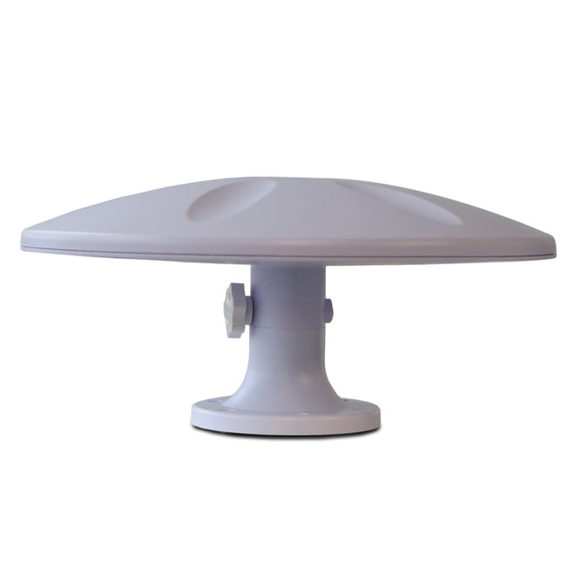 Autobacs ORBIT35W omni-directional TV antenna with 162mm low-profile design for caravans and RVs.