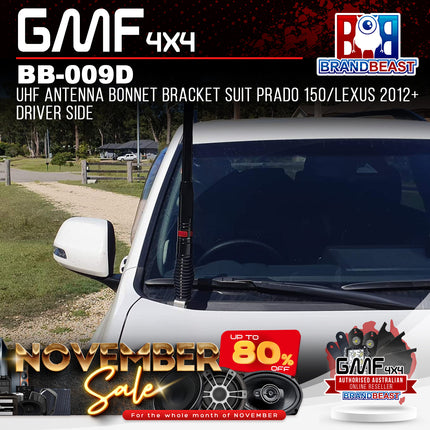 GMF4x4 BB-009D UHF Antenna Bonnet Bracket Suit Prado 150/Lexus 2012+ Driver Side