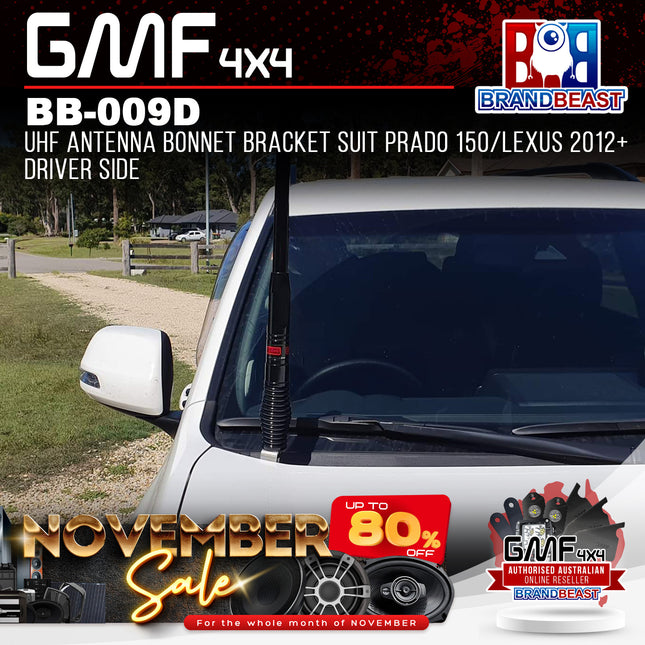 GMF4x4 BB-009D UHF Antenna Bonnet Bracket Suit Prado 150/Lexus 2012+ Driver Side
