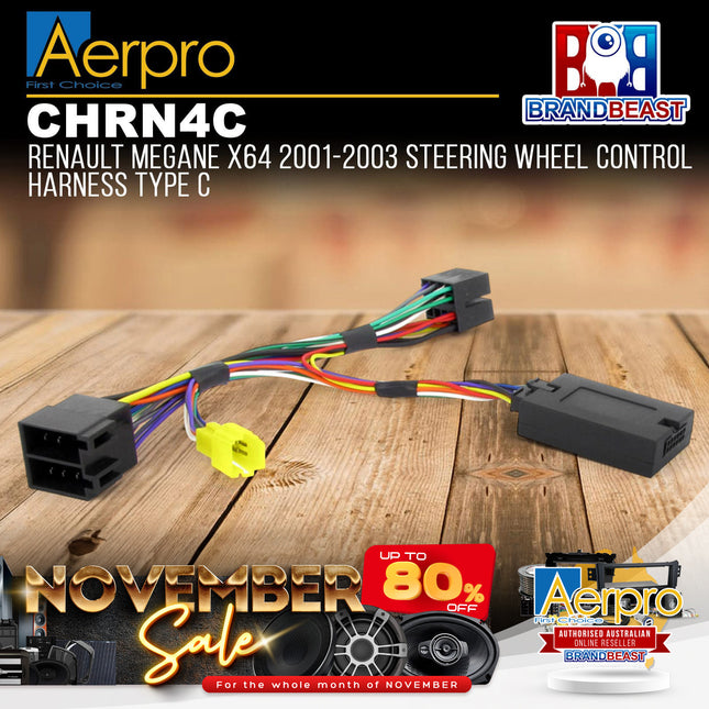 Aerpro CHRN4C Steering Wheel Control Harness Suits Renault w/o Separate Display