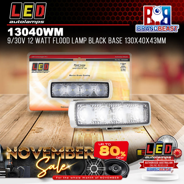 LED Autolamps 13040WM LED Work Lamp 12W Fld Beam 9-30V