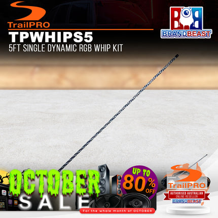 TrailPRO TPWHIPS5 5ft Single Dynamic RGB Whip Kit