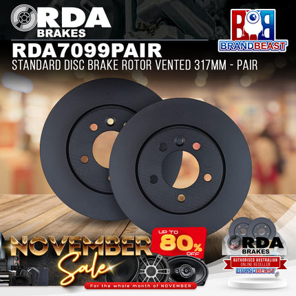 RDA Brakes RDA7099 Standard Disc Brake Rotor Vented 317mm - Pair