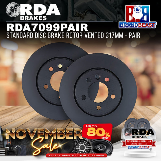 RDA Brakes RDA7099 Standard Disc Brake Rotor Vented 317mm - Pair