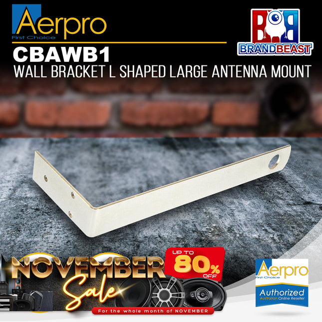 Aerpro CBAWB1 Silver Wall Mount L-Shaped UHF Antenna Bracket