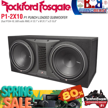 Rockford Fosgate P1-2X10 Punch Dual P1 10" Loaded Enclosure