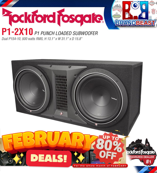 Rockford Fosgate P1-2X10 Punch Dual P1 10" Loaded Enclosure