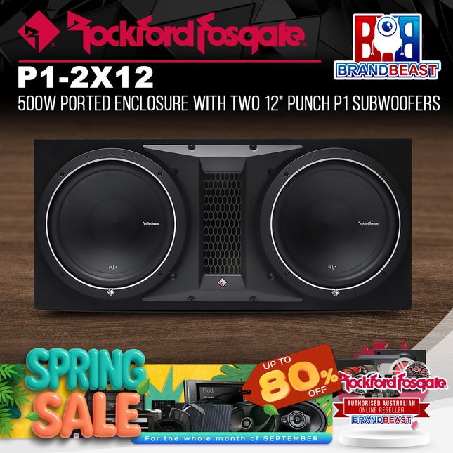 Rockford Fosgate P1-2X12 Punch Dual P1 12" Loaded Enclosure