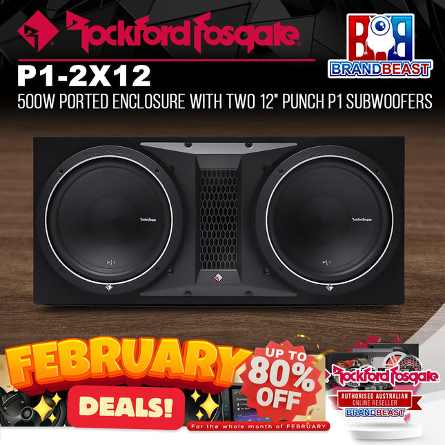 Rockford Fosgate P1-2X12 Punch Dual P1 12" Loaded Enclosure