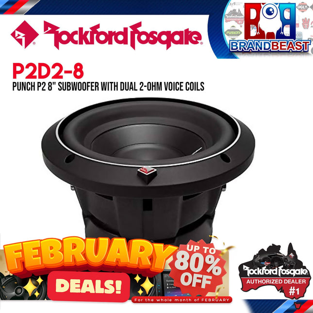 Rockford Fosgate P2D2-8 Punch 8" P2 2-Ohm DVC Subwoofer