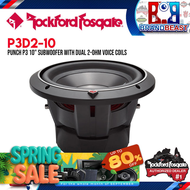 Rockford Fosgate P3D2-10 Punch 10" P3 2-Ohm DVC Subwoofer