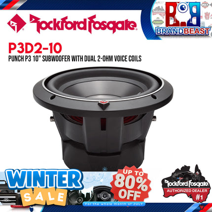 Rockford Fosgate P3D2-10 Punch 10" P3 2-Ohm DVC Subwoofer