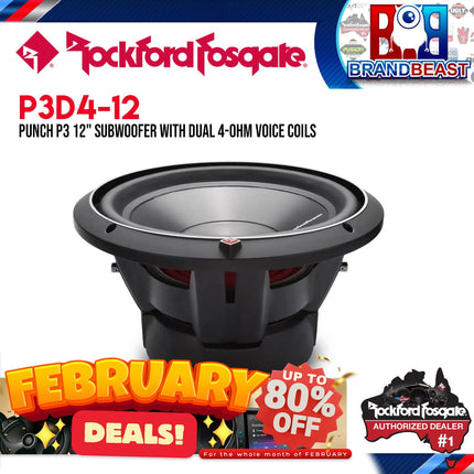 Rockford Fosgate P3D4-12 Punch 12" P3 4-Ohm DVC Subwoofer