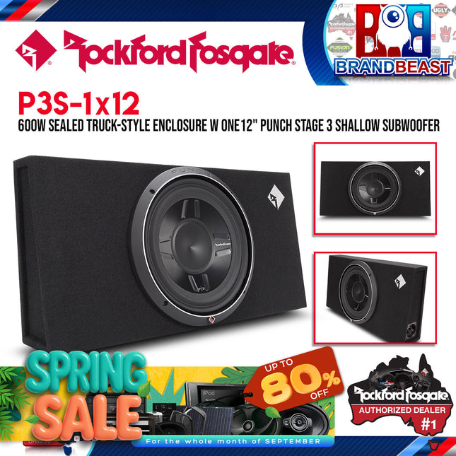 Rockford Fosgate P3S-1X12 Punch Single P3 12" Shallow Loaded Enclosure