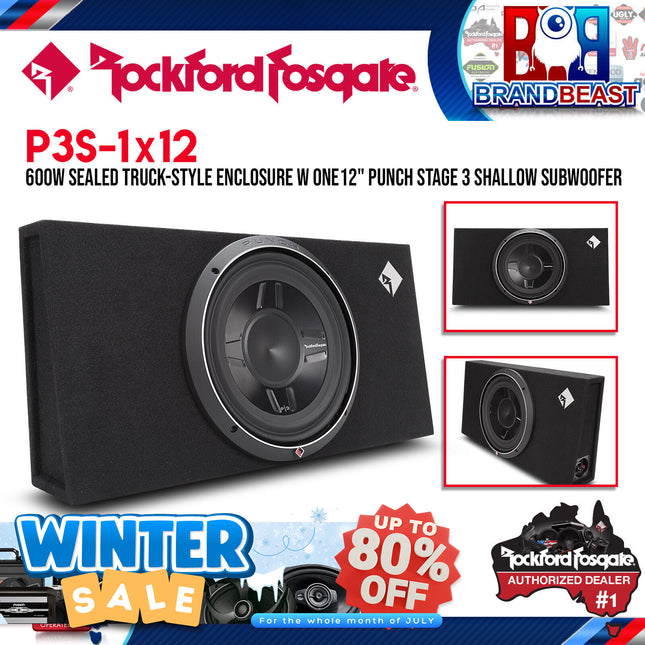 Rockford Fosgate P3S-1X12 Punch Single P3 12" Shallow Loaded Enclosure