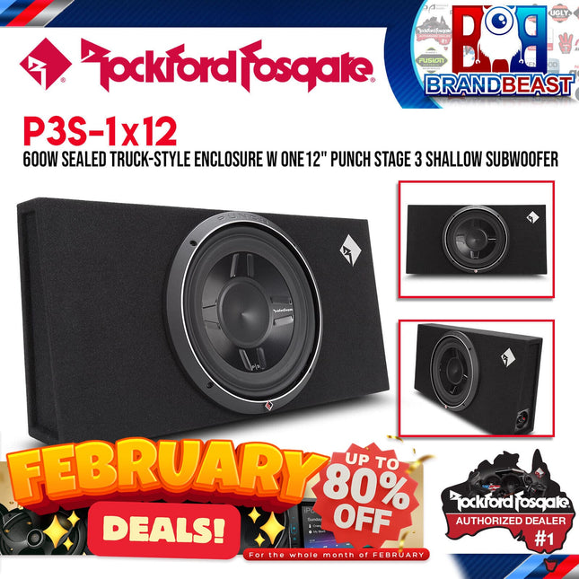 Rockford Fosgate P3S-1X12 Punch Single P3 12" Shallow Loaded Enclosure