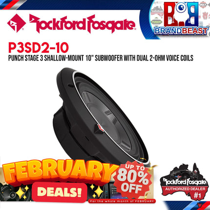 Rockford Fosgate P3SD2-10 Punch 10" P3S Shallow 2-Ohm DVC Subwoofer