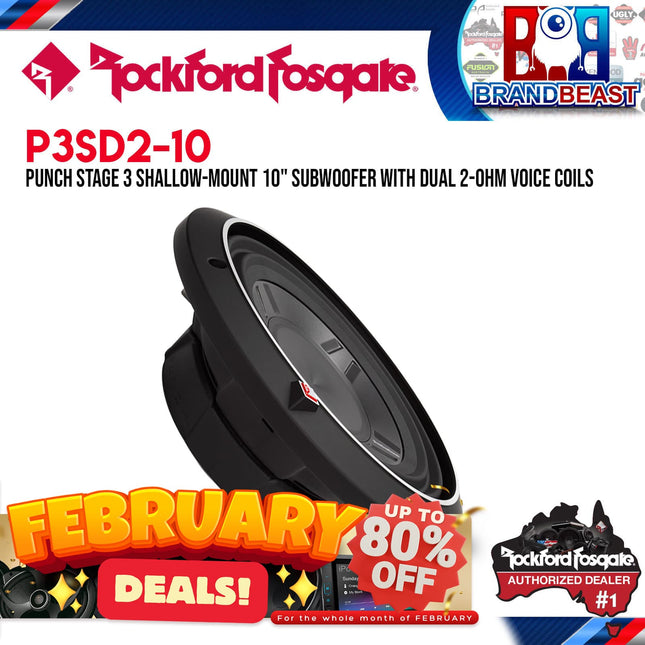 Rockford Fosgate P3SD2-10 Punch 10" P3S Shallow 2-Ohm DVC Subwoofer