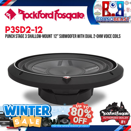 Rockford Fosgate P3SD2-12 Punch 12" P3S Shallow 2-Ohm DVC Subwoofer