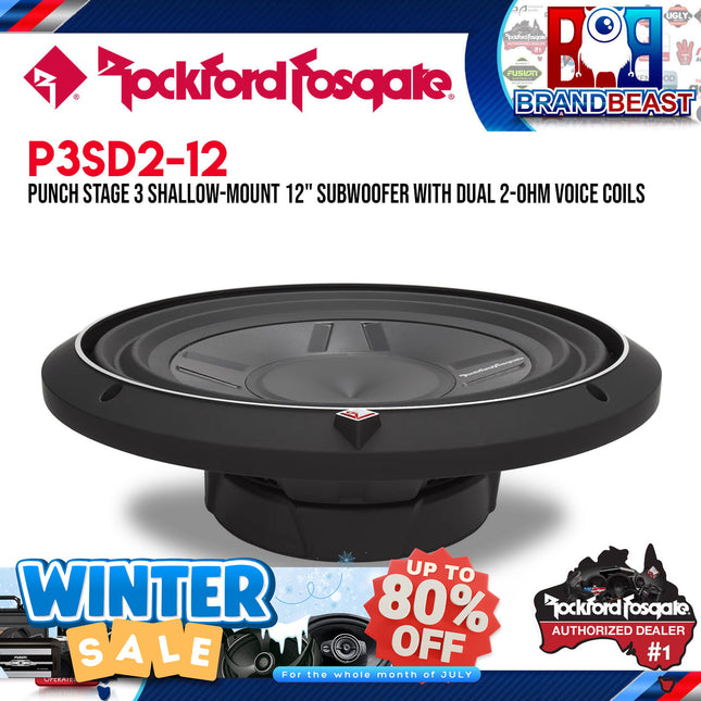 Rockford Fosgate P3SD2-12 Punch 12" P3S Shallow 2-Ohm DVC Subwoofer