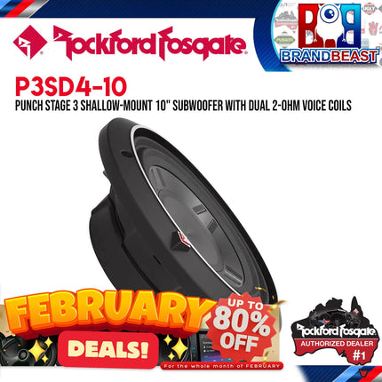 Rockford Fosgate P3SD4-10 Punch 10" P3S Shallow 4-Ohm DVC Subwoofer