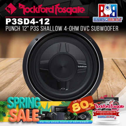 Rockford Fosgate P3SD4-12 Punch 12" P3S Shallow 4-Ohm DVC Subwoofer